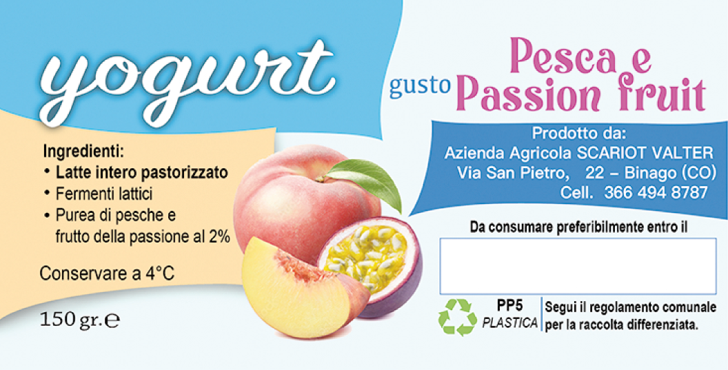 Yogurt gusto Pesca e Passion Fruit